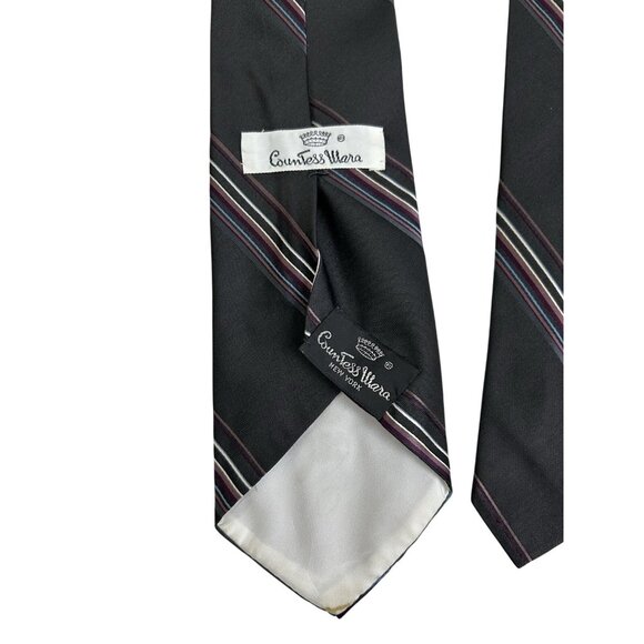 Vintage Christian Dior Tie 90s Black Red Blue Diagonal striped preppy - Picture 2 of 5